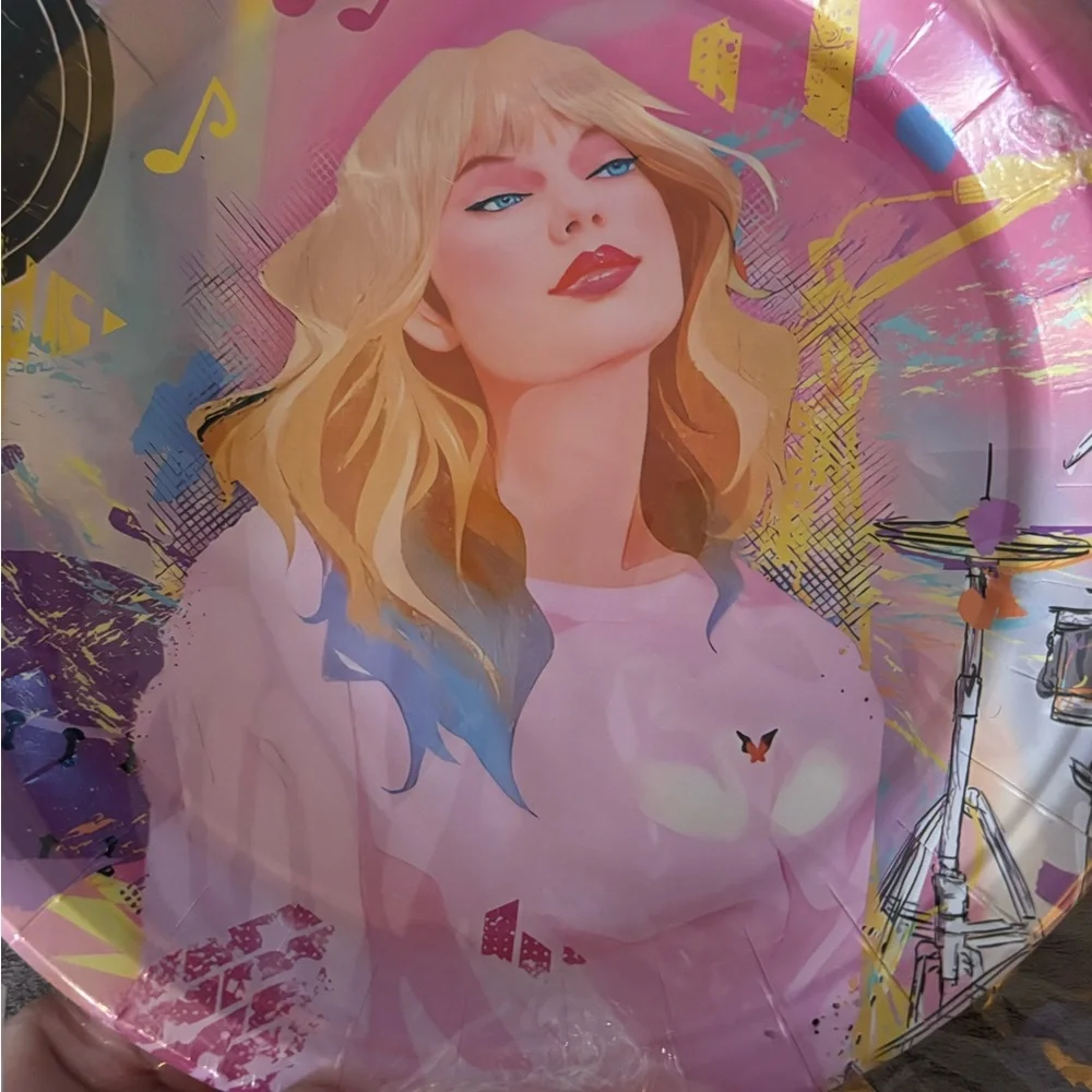 Taylor Swift Party Supplies with Pink and Blue Accents